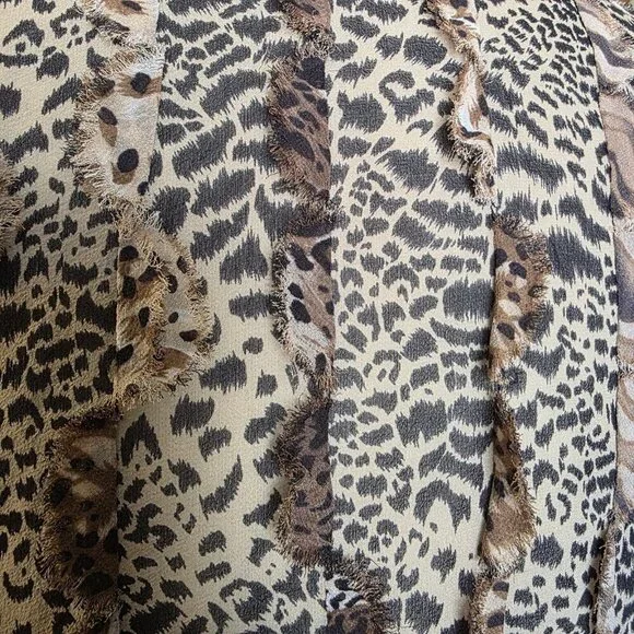Chico's 100% Silk Leopard Print Blouse 0 XS Tie Front Mob Wife Crop Top Sexy - Picture 12 of 14